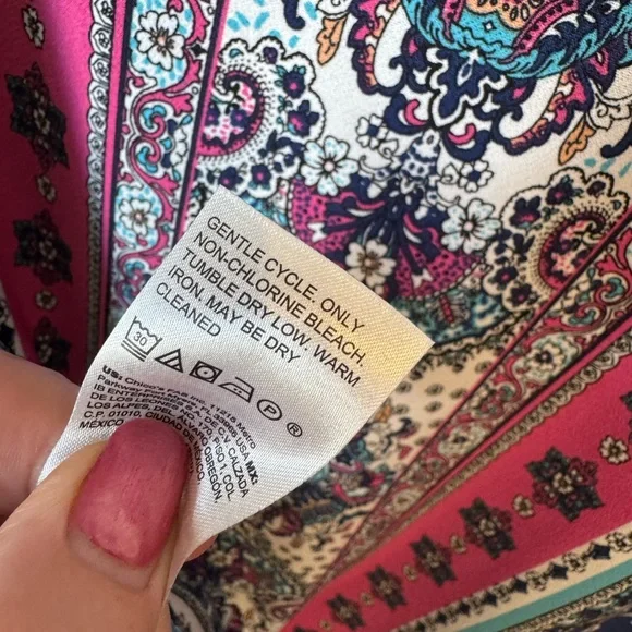 ❤️GORGEOUS SPRING/SUMMER Chico's Blue/Pink Print  Dress  MEDIUM 8/10   #CL - Picture 8 of 9